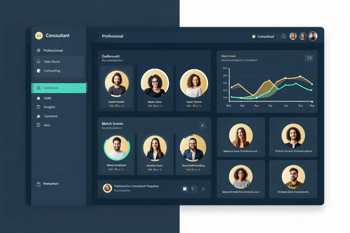 Kelpmont staffing intelligence dashboard showing consultant-to-client match recommendations with confidence scores